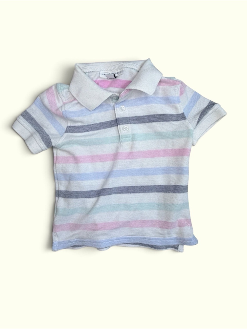 Janie and Jack Pastel Striped Polo - White Collar (2T)